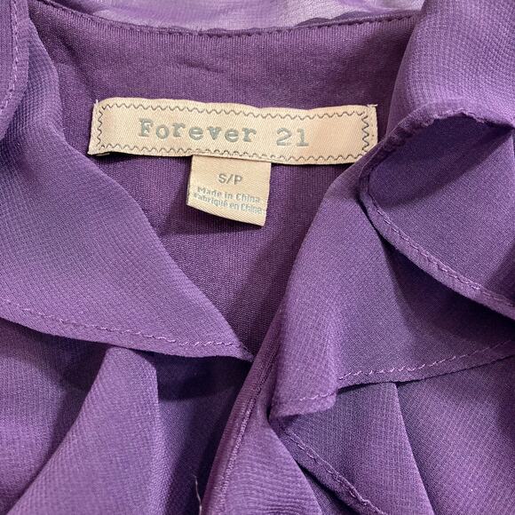 Purple chiffon ruffled short dress, small ruffle V-neck sleeveless babydoll mini - Picture 4 of 6